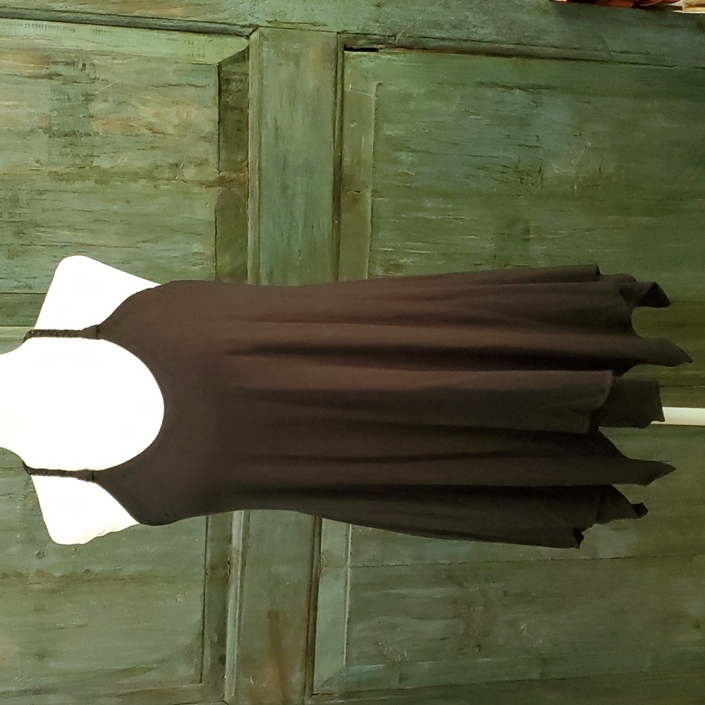 SKY Knit Black Tunic Top/Mini Dress With Intricate Braided Design Strap in Back